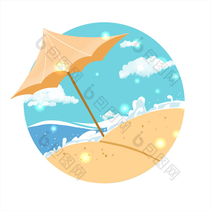 阳光沙滩伞海浪海洋动图GIF