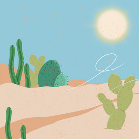 沙漠仙人掌阳光夏季动图GIF