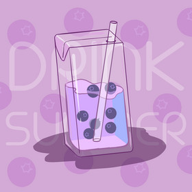 蓝莓饮品夏季牛奶动图GIF