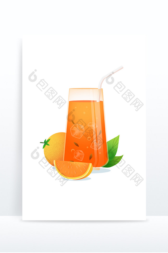夏日冷饮橙汁元素