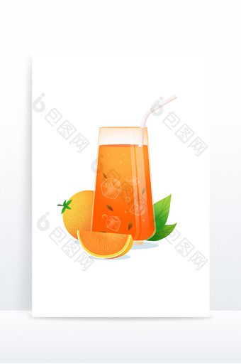 夏日冷饮橙汁元素图片