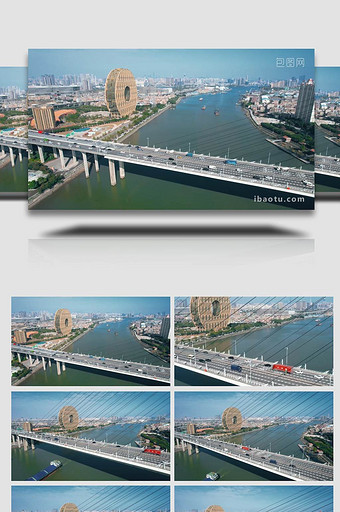 城市地标航拍广州圆城市建筑视频图片
