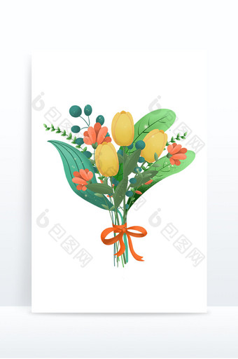 母亲节日活动花束装饰花朵手绘卡通素材图片