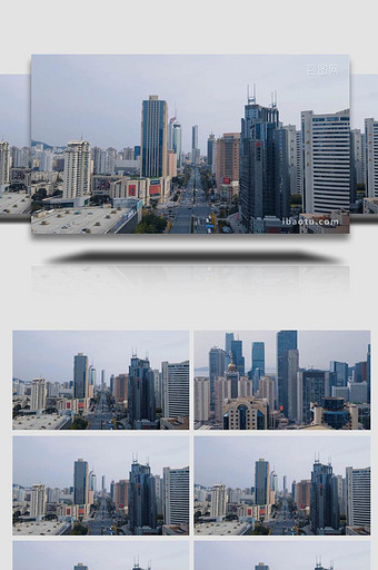 大气山东青岛城市高楼交通车辆行驶航拍图片