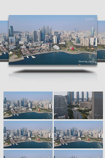 大气山东青岛城市风光海岸线航拍图片
