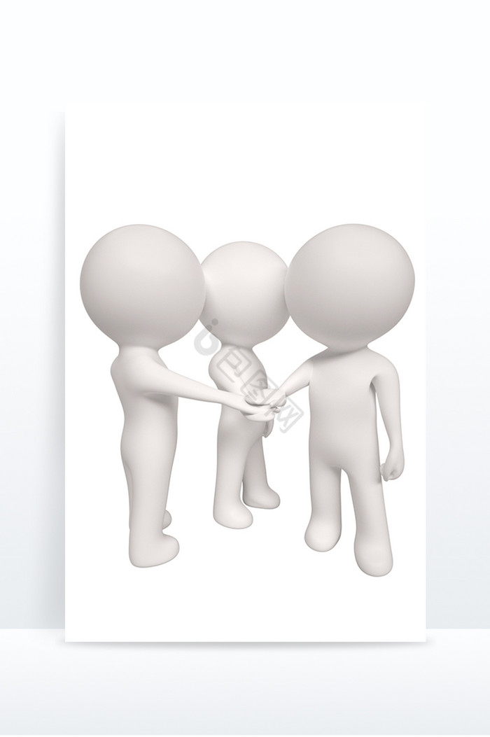 白色简约卡通风格创意白色小人团结合作元素