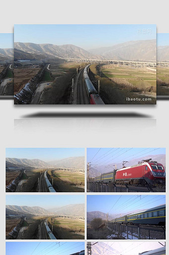 大山中行驶的绿皮火车视频素材图片
