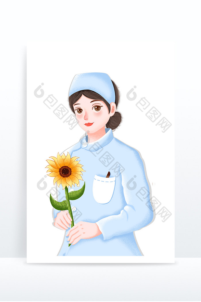 时尚小清新国际护士节向日葵元素插画