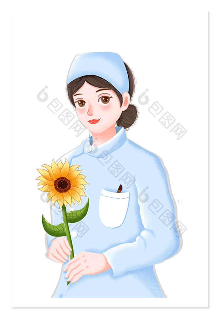 时尚小清新国际护士节向日葵元素插画
