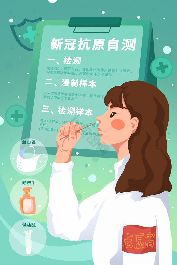 新冠抗原防疫科普插画图片