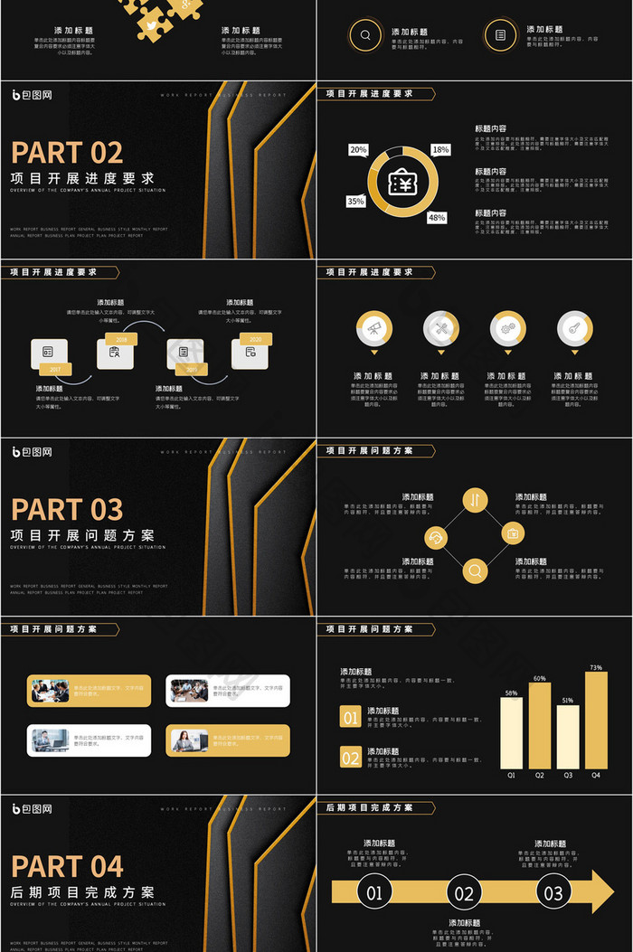 黑金色简约风企业工作季度总结汇报PPT模