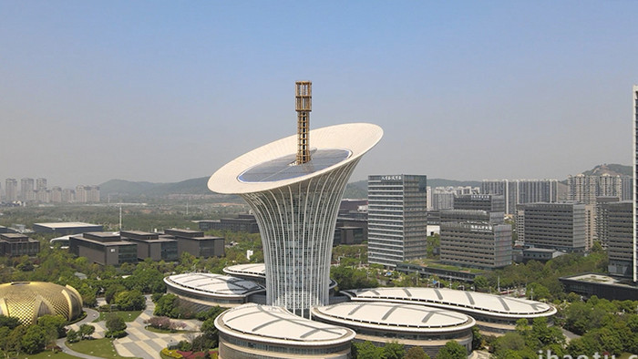 城市建筑武汉新能源研究所航拍视频