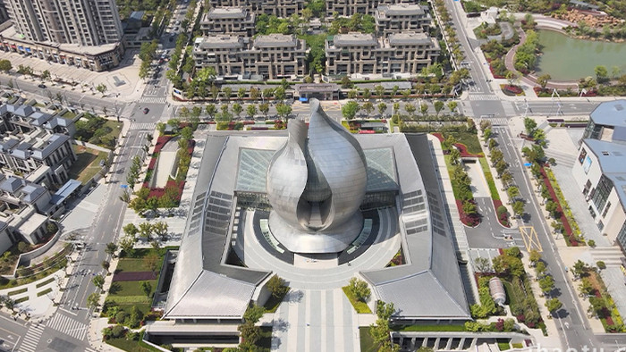 城市建筑中国建筑科技馆航拍视频