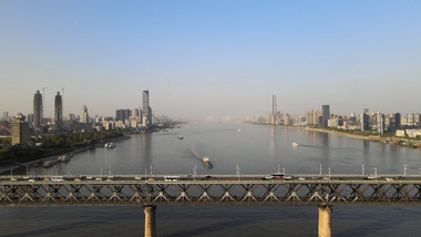 城市建筑武汉长江大桥航拍视频
