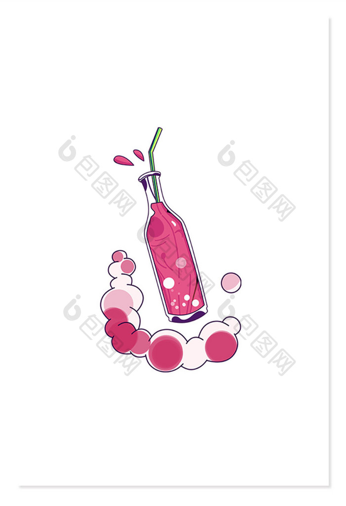 手绘风格的饮料气泡水