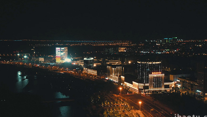 大气唯美城市夜景航拍临港新片区宣传片