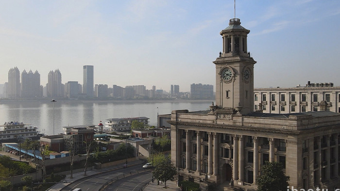 城市建筑武汉江汉关博物馆航拍视频