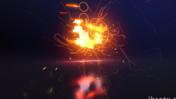 能量冲击火焰火花粒子LOGO动画AE模板