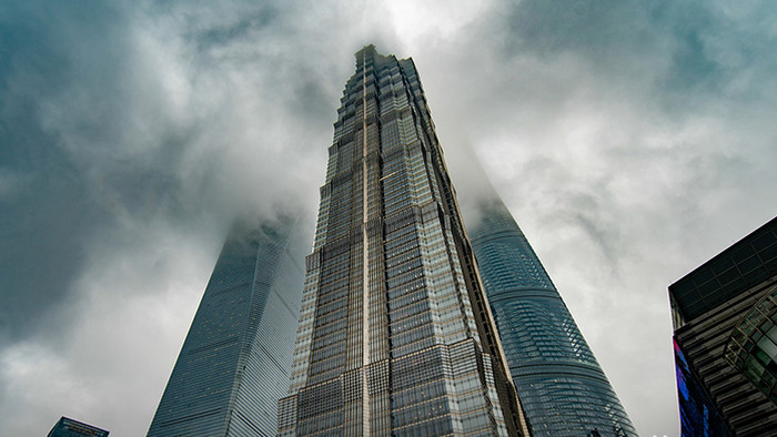 上海城市平流雾陆家嘴云层高楼8k延时摄影