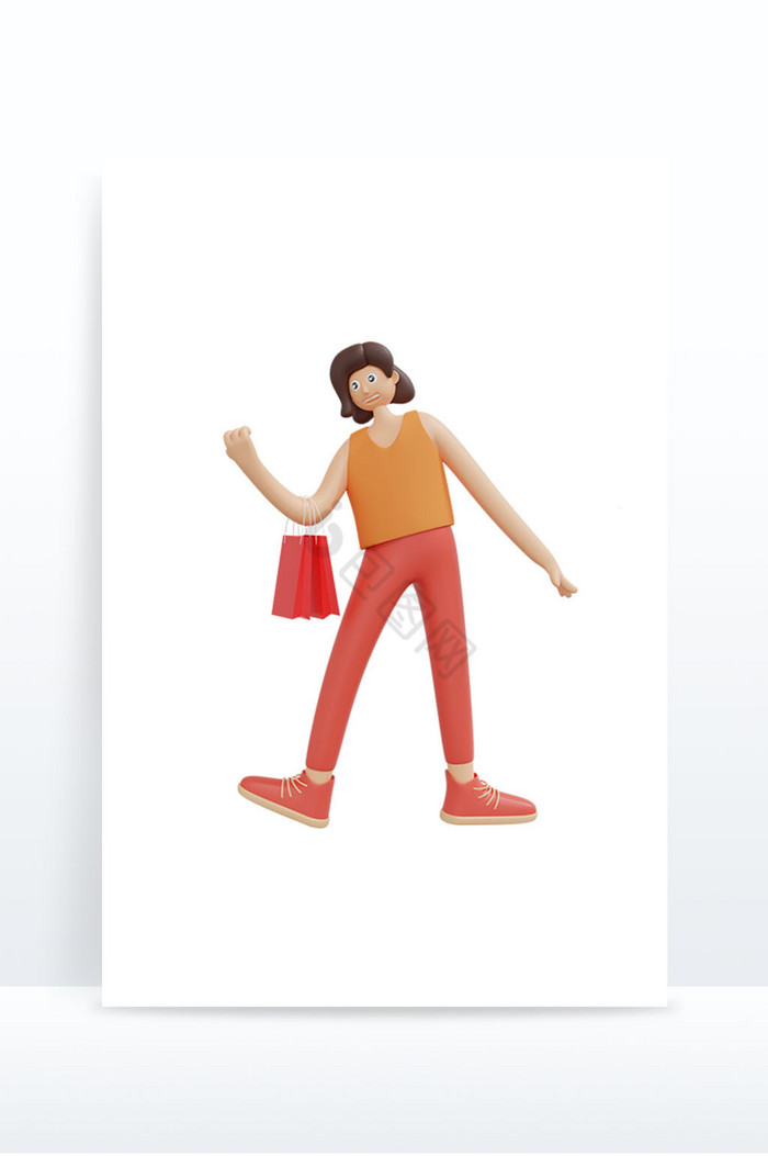 3dc4d立体逛街购物女孩