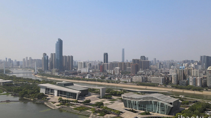 城市建筑武汉琴台大剧院航拍视频