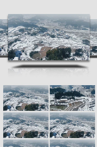 大气南方农田农业雪景航拍图片