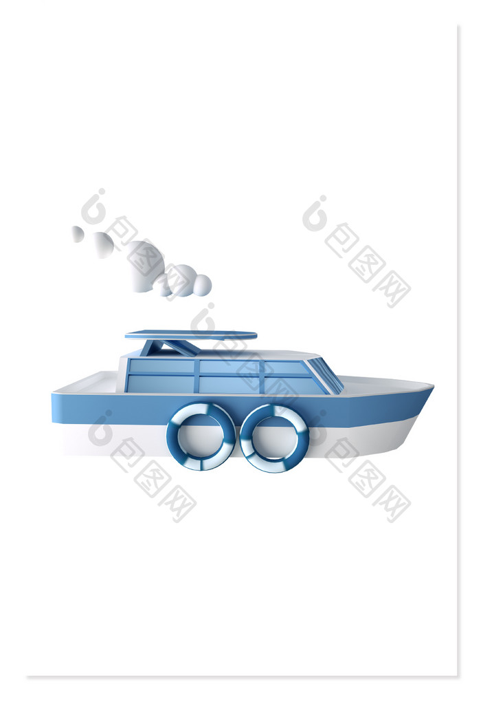 蓝色3D海上运输工具轮船货船元素