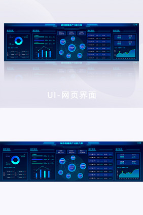 蓝色城市产业可视化大屏数据大屏UI界面