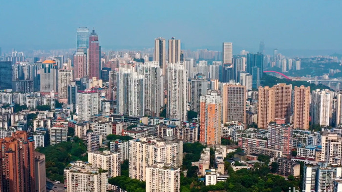 城市震撼重庆南岸区密集建筑高楼航拍