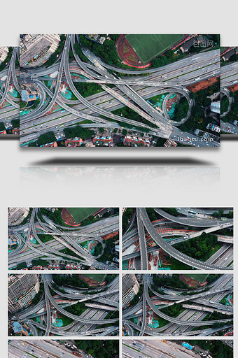 城市交通震撼复杂立交桥车流航拍图片
