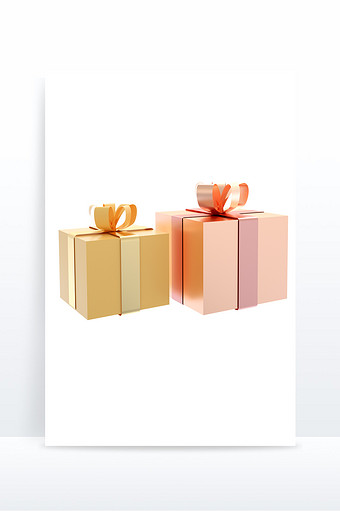 3D礼品商店礼物盒包装元素图片