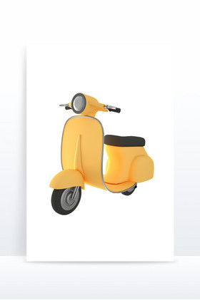 卡通蓝色3d小电驴电瓶车代步工具装饰元素