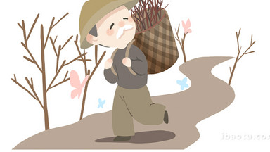 易用卡通mg动画老爷爷背着木柴