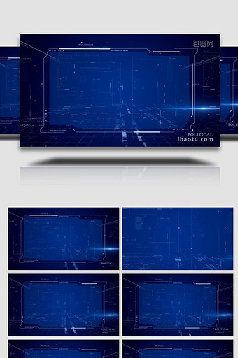 震撼蓝色科技框数字空间AE模板背景视频图片