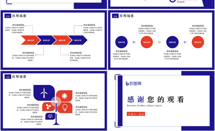 蓝色极简风互联网产品发布报告PPT模板