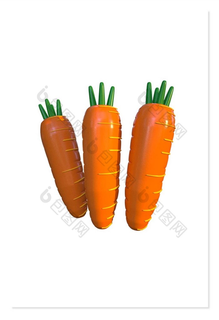 C4D卡通蔬菜元素胡萝卜