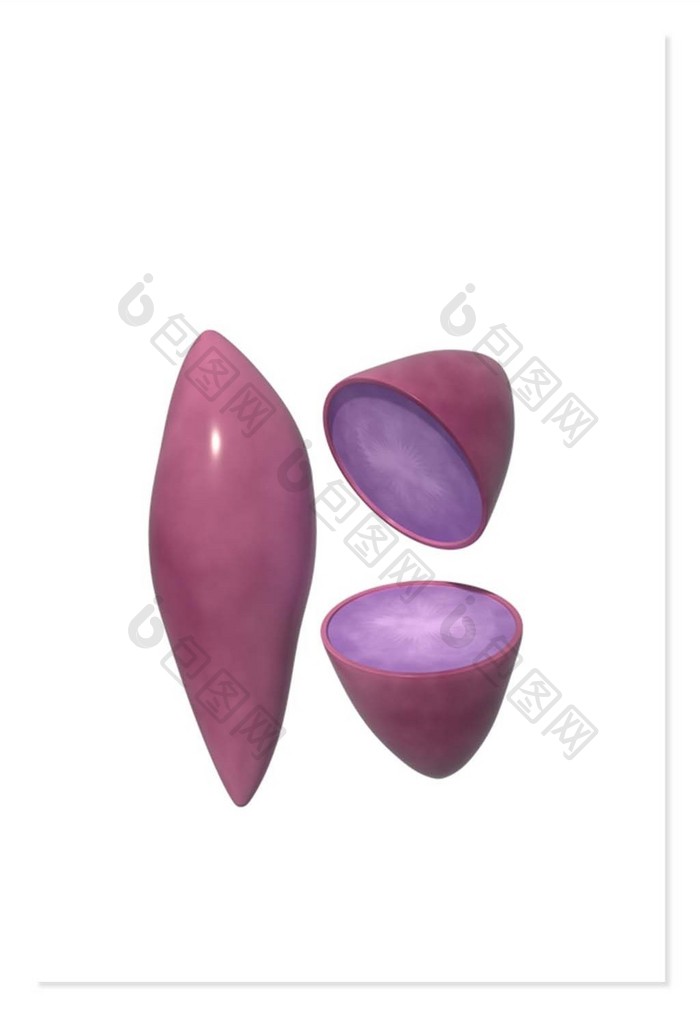 C4D卡通蔬菜元素紫薯