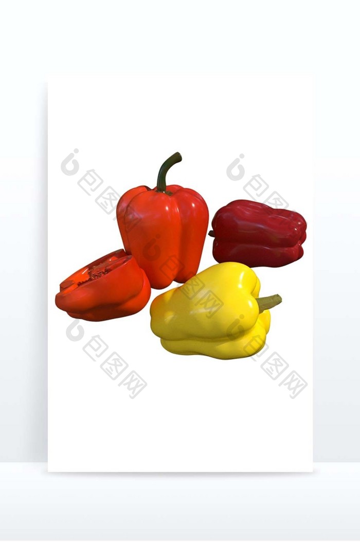 C4D卡通蔬菜元素甜椒