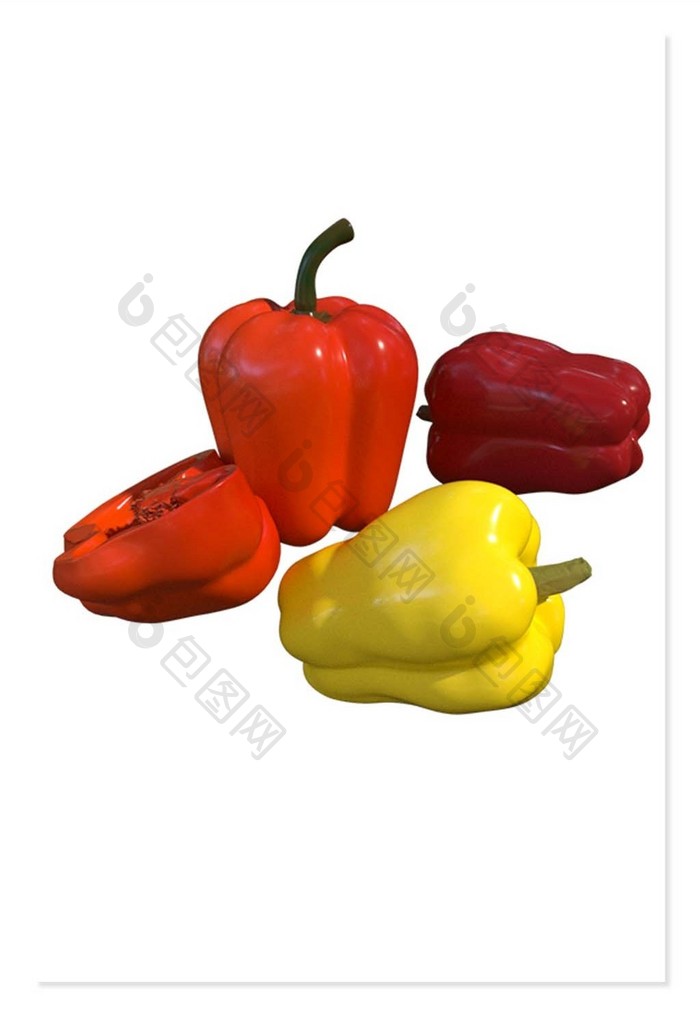C4D卡通蔬菜元素甜椒
