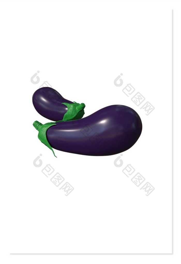 C4D卡通蔬菜元素茄子