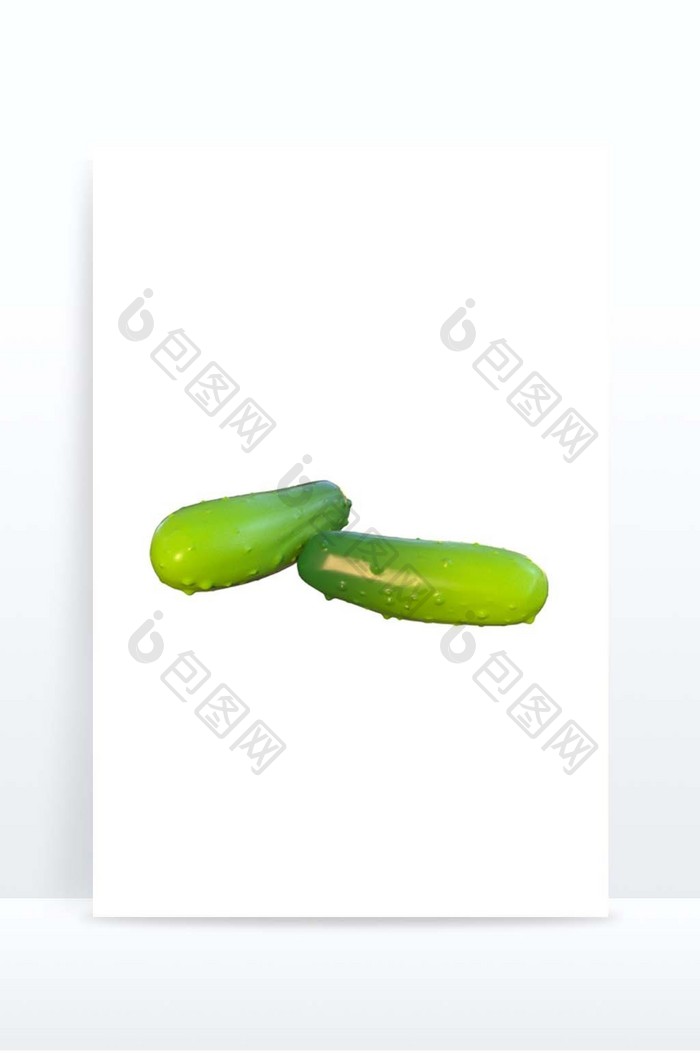 C4D卡通蔬菜元素黄瓜
