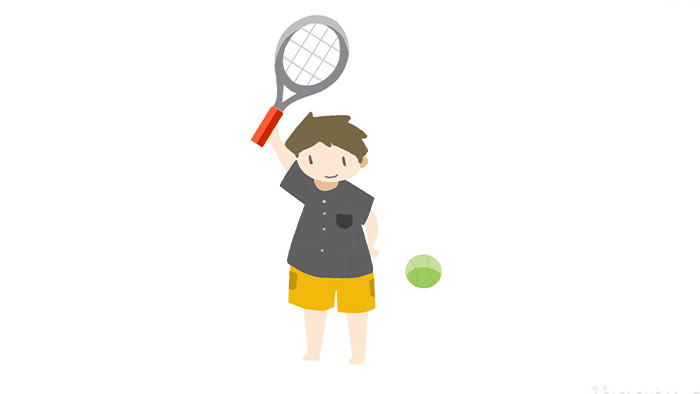 易用卡通mg动画体育运动小男孩拿着球拍