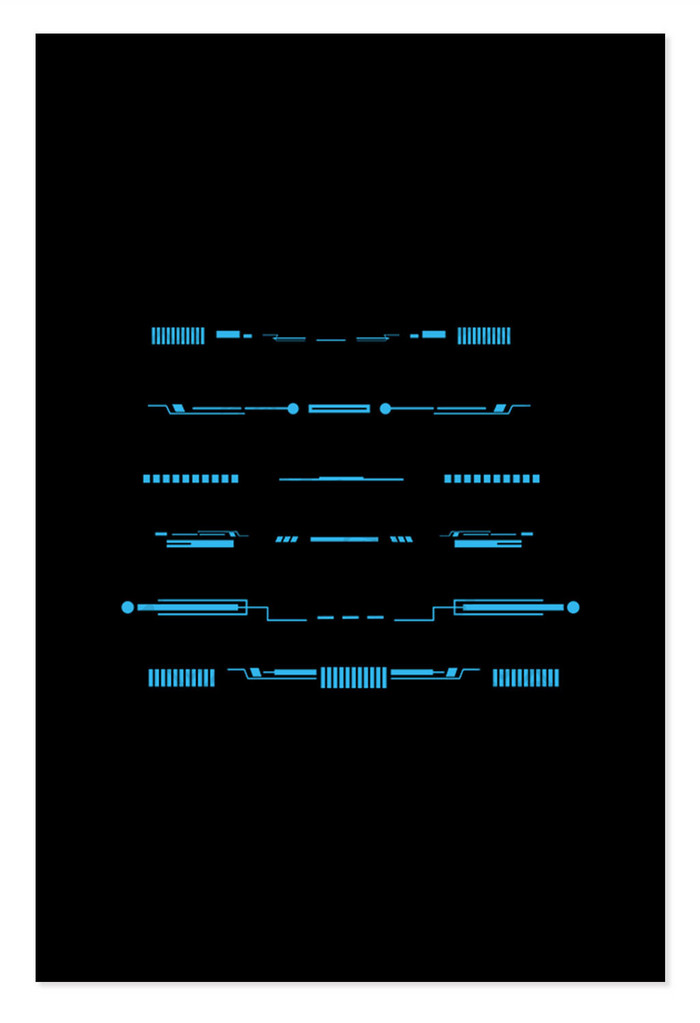 几个蓝色的科技线条元素