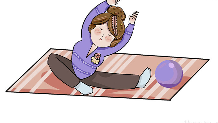 易用卡通mg动画运动体育女生练瑜伽
