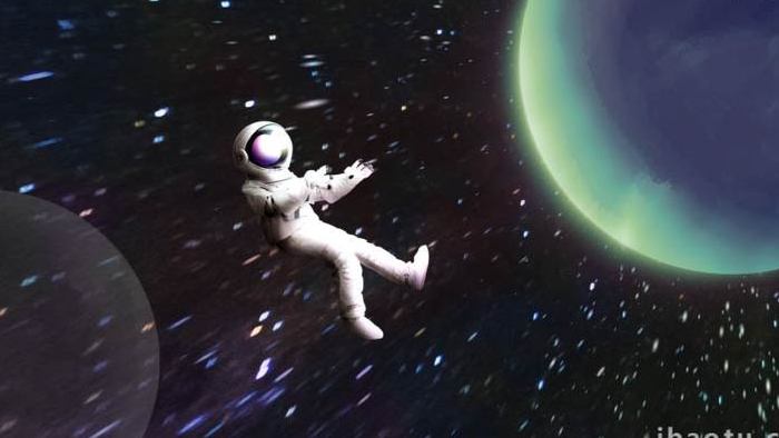 科幻震撼宇航员迷失宇宙冰火星球背景视频