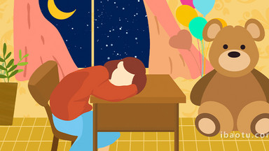 易用卡通mg动画居家类趴在桌子上睡觉