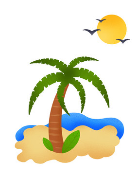 夏日椰树沙滩大海元素