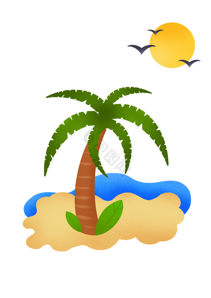 夏日椰树沙滩大海图片