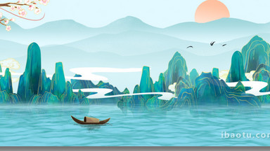 国潮中国风山水背景视频ae模板aep-包图网