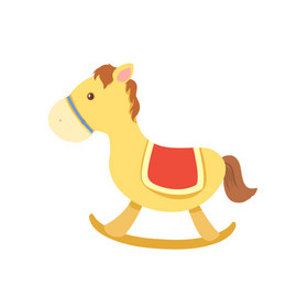 卡通儿童手绘小木马元素动图gif